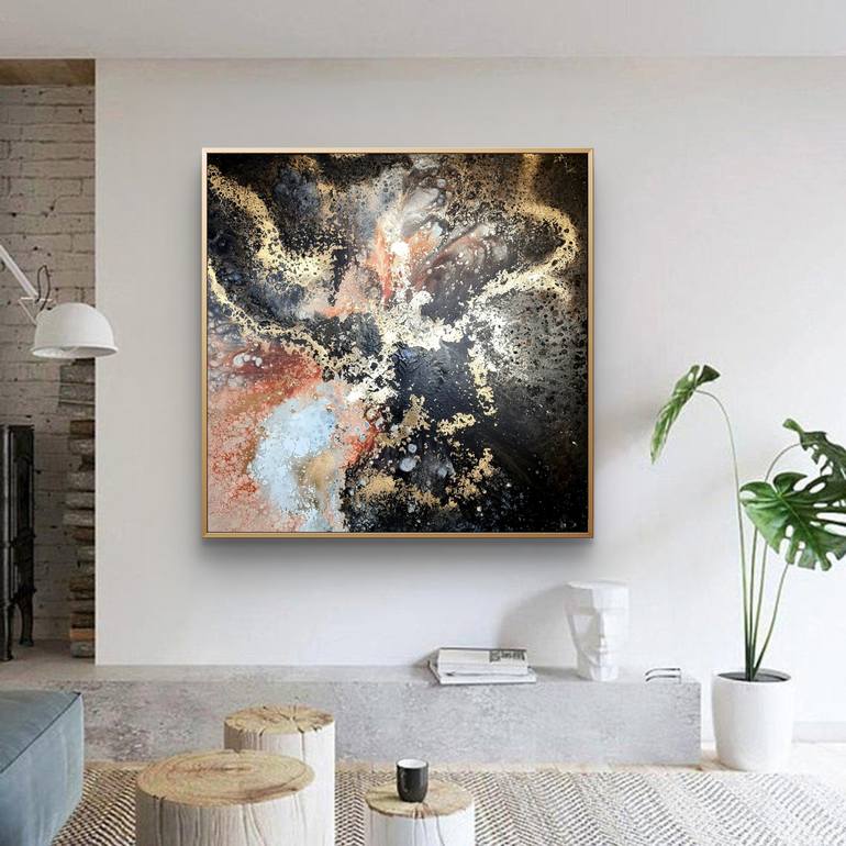 Original Abstract Expressionism Outer Space Painting by ELENI DENART