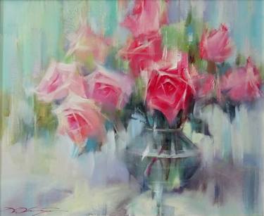 Original Impressionism Floral Paintings by Ivory Art Gallery