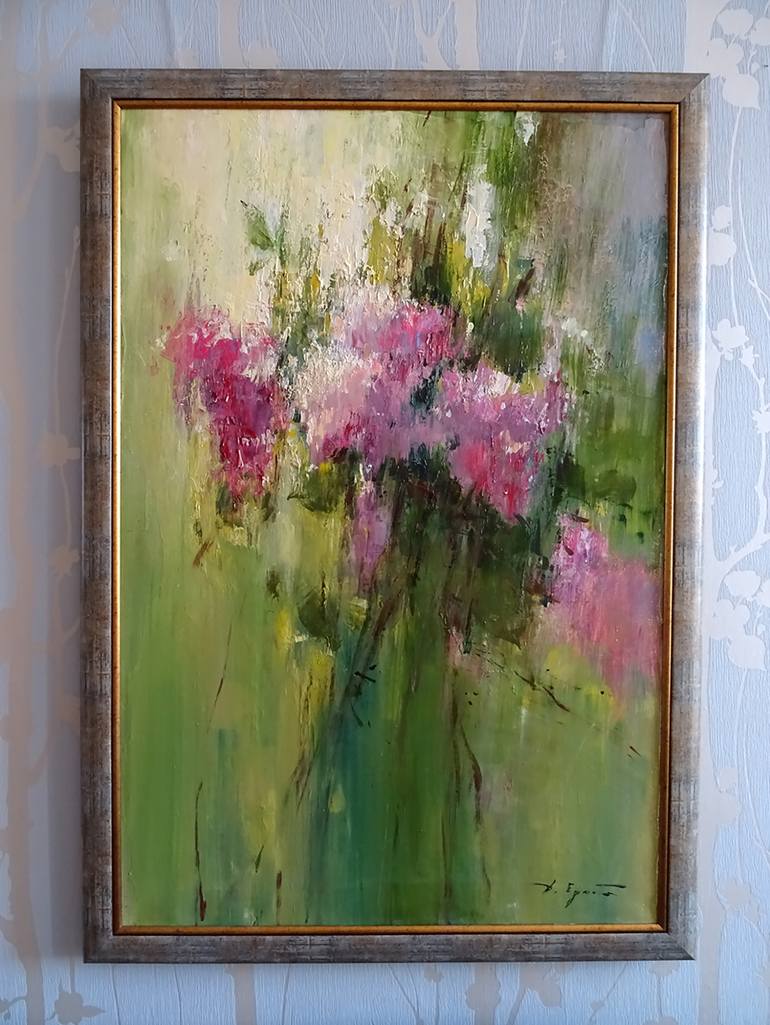 Original Impressionism Floral Painting by Ivory Art Gallery