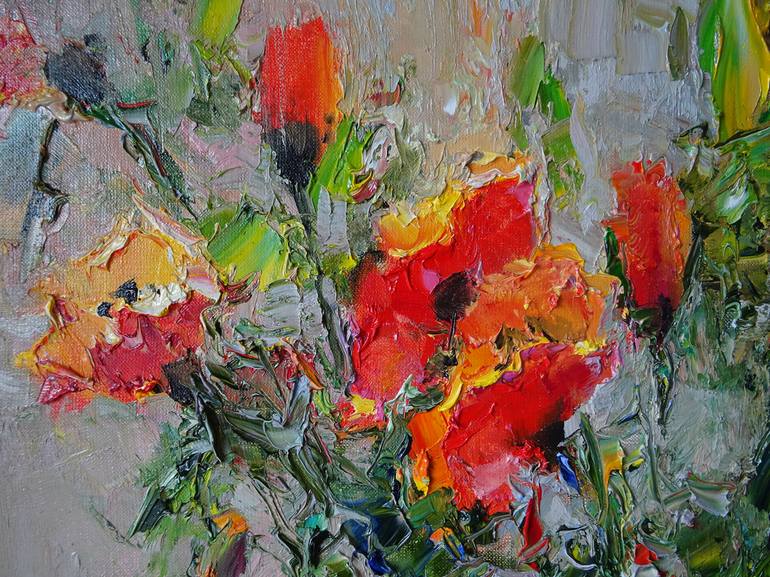 Original Fine Art Floral Painting by Ivory Art Gallery