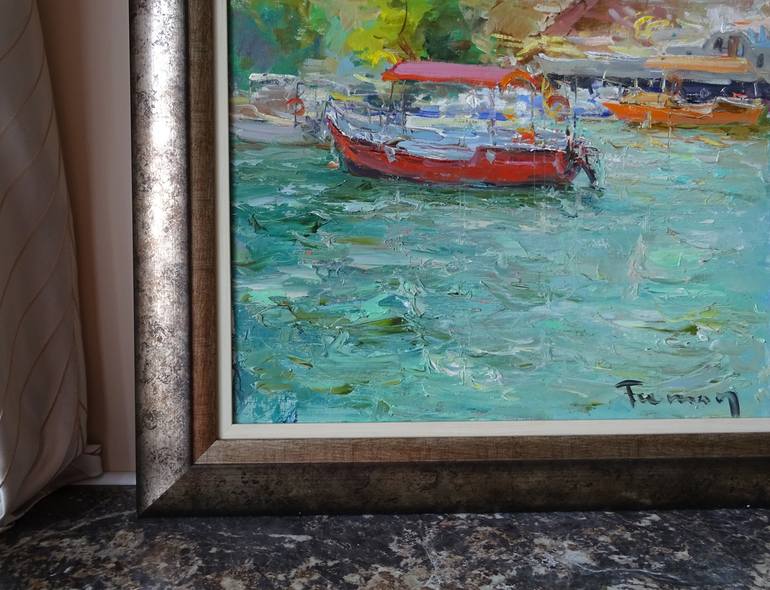 Original Fine Art Boat Painting by Ivory Art Gallery