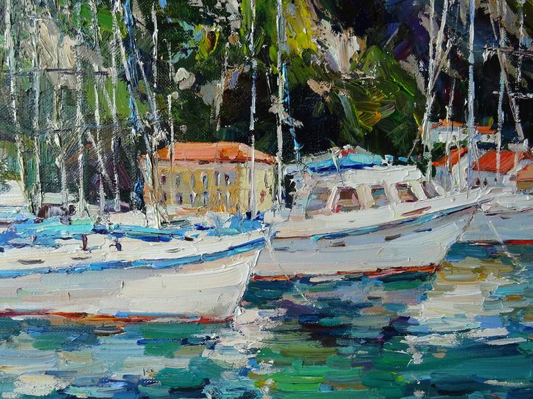 Original Fine Art Yacht Painting by Ivory Art Gallery