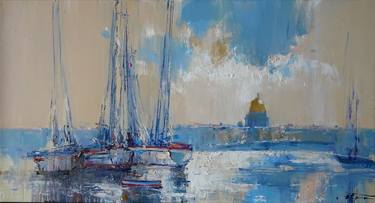 Original Boat Paintings by Ivory Art Gallery