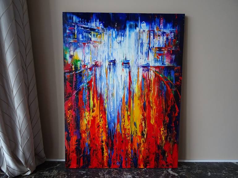 Original Abstract Expressionism Cities Painting by Ivory Art Gallery