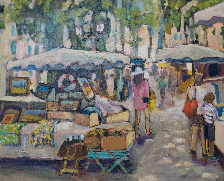 Market Saint-Tropez Painting by Martine Van Noort | Saatchi Art