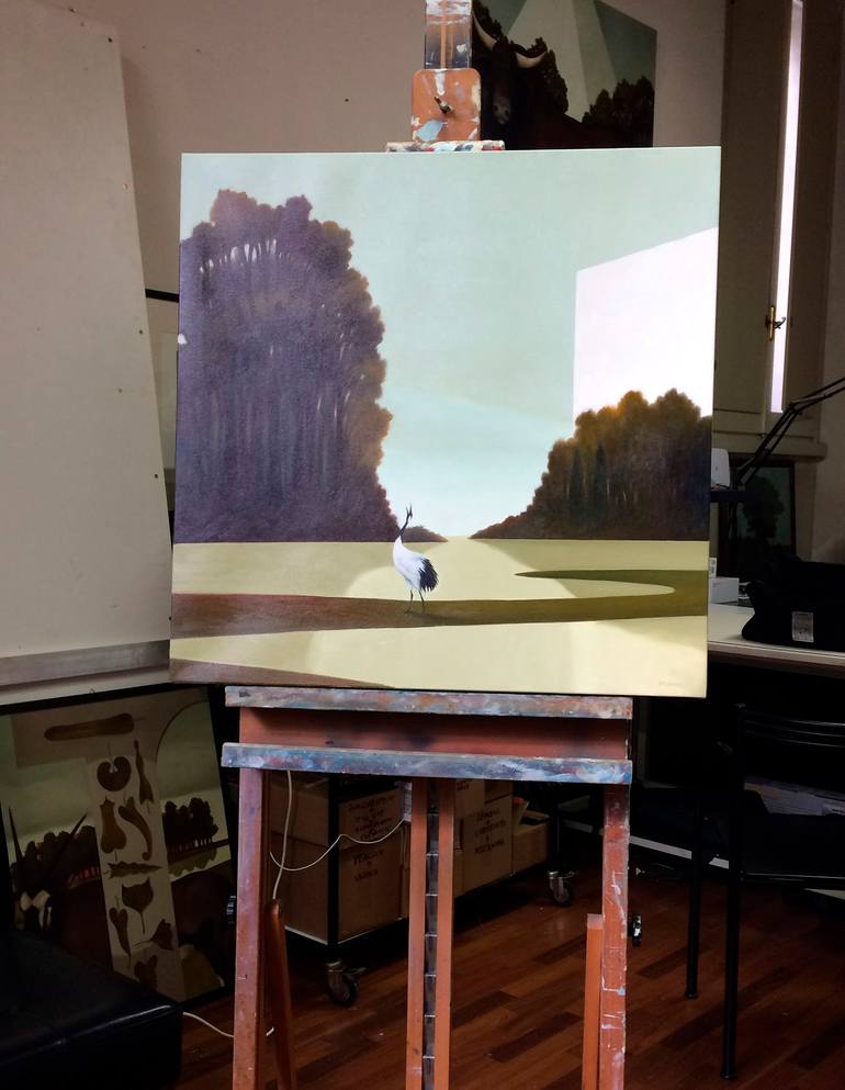 Original Conceptual Landscape Painting by Cesare Reggiani