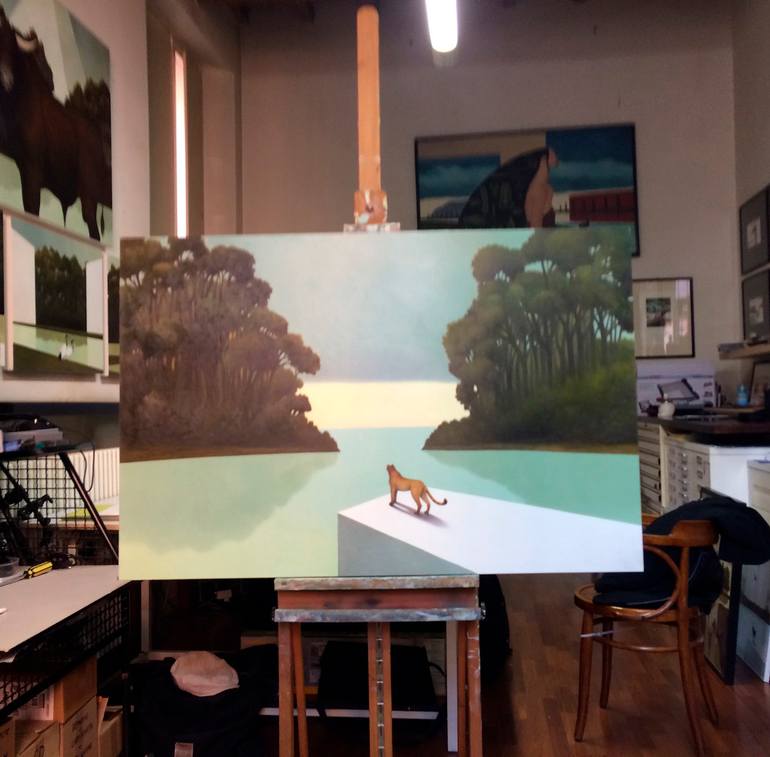 Original Conceptual Landscape Painting by Cesare Reggiani