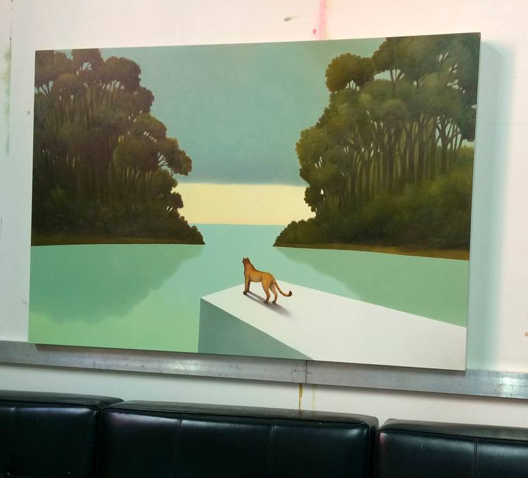 Original Conceptual Landscape Painting by Cesare Reggiani