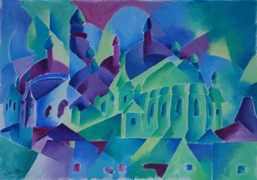 Print of Abstract Architecture Paintings by Carol Brown