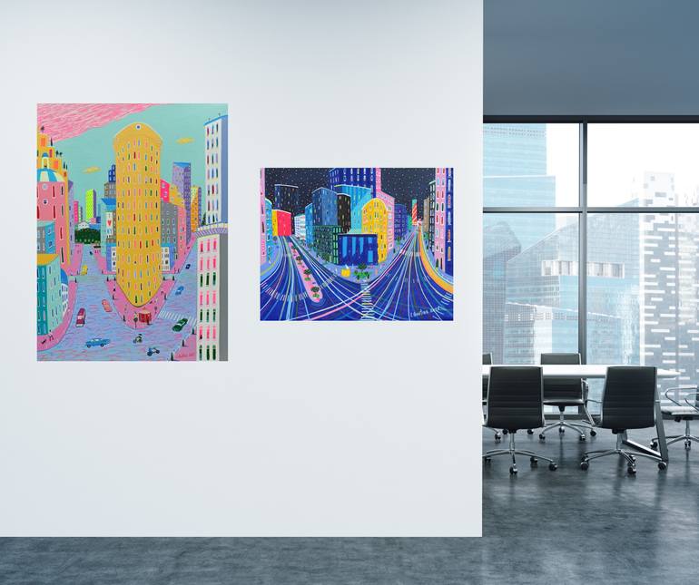 Original Contemporary Cities Painting by Katrina Avotina