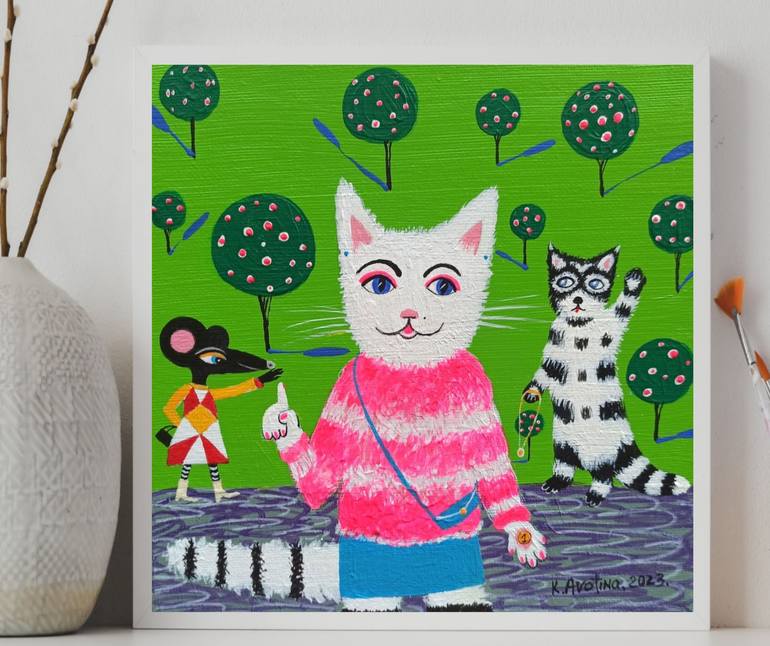 Original Contemporary Animal Painting by Katrina Avotina