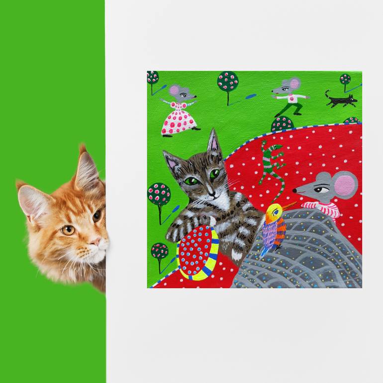 Original Impressionism Animal Painting by Katrina Avotina