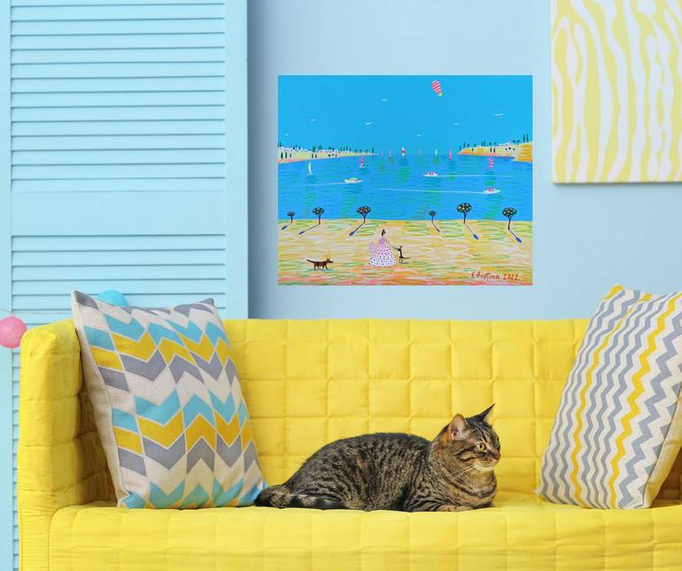 Original Impressionism Beach Painting by Katrina Avotina