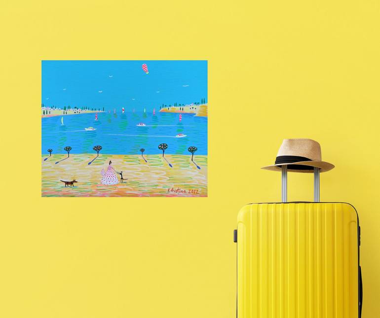 Original Impressionism Beach Painting by Katrina Avotina