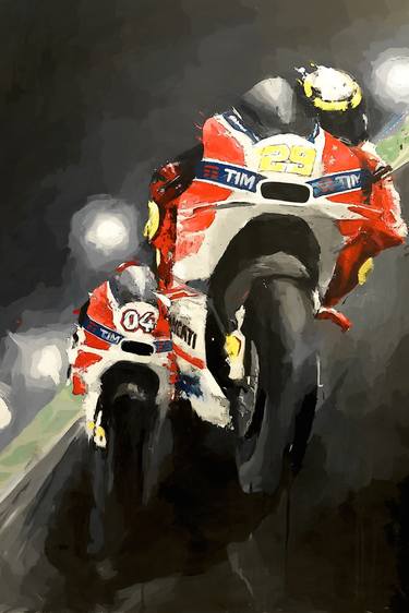 Original Motorcycle Painting by Dennis Matson