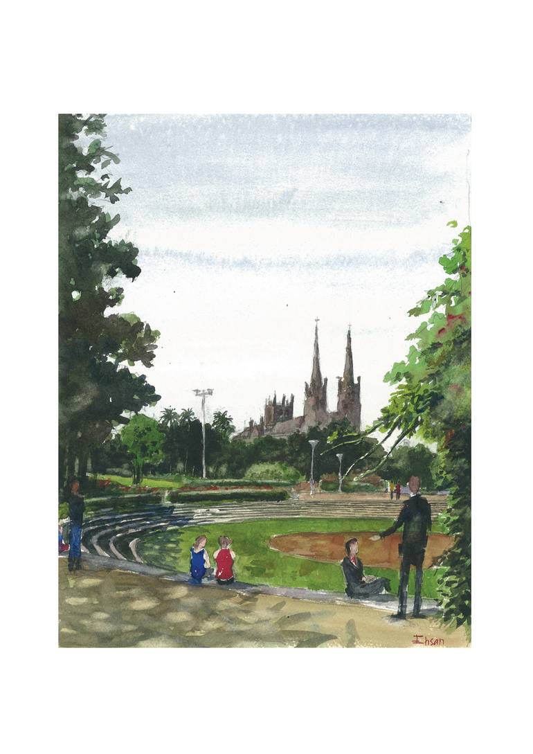 Original Illustration Architecture Painting by Ehsan Khoshsima
