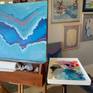 HAPPINESS COMES IN ABSTRACT WAVES on my easel