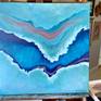 HAPPINESS COMES IN ABSTRACT WAVES close up on easel