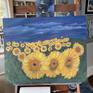 Sunflowers in a Field on my easel