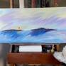 SEPARATION BLUES on my easel inside with Casper checking it out