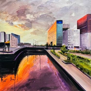 Original Abstract Expressionism Cities Paintings by Sanja Milenkovic