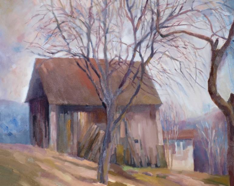 Original oil deals painting— the shed