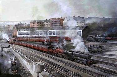 Original Realism Train Paintings by Wrenford Thatcher