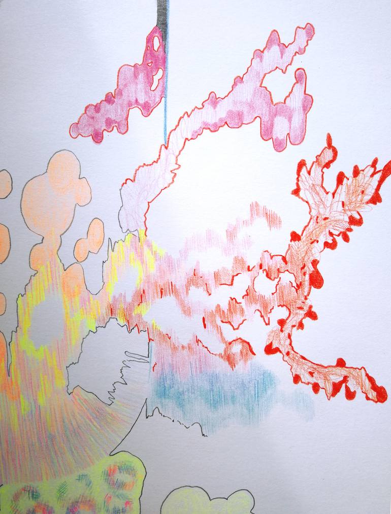 Original colourful Abstract Drawing by Anabel Leiner