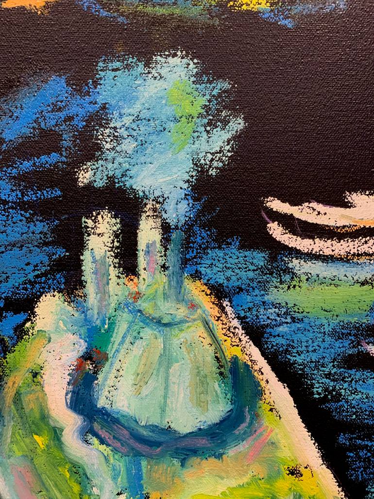 Original Expressionism Cities Painting by Elvira Byrnes