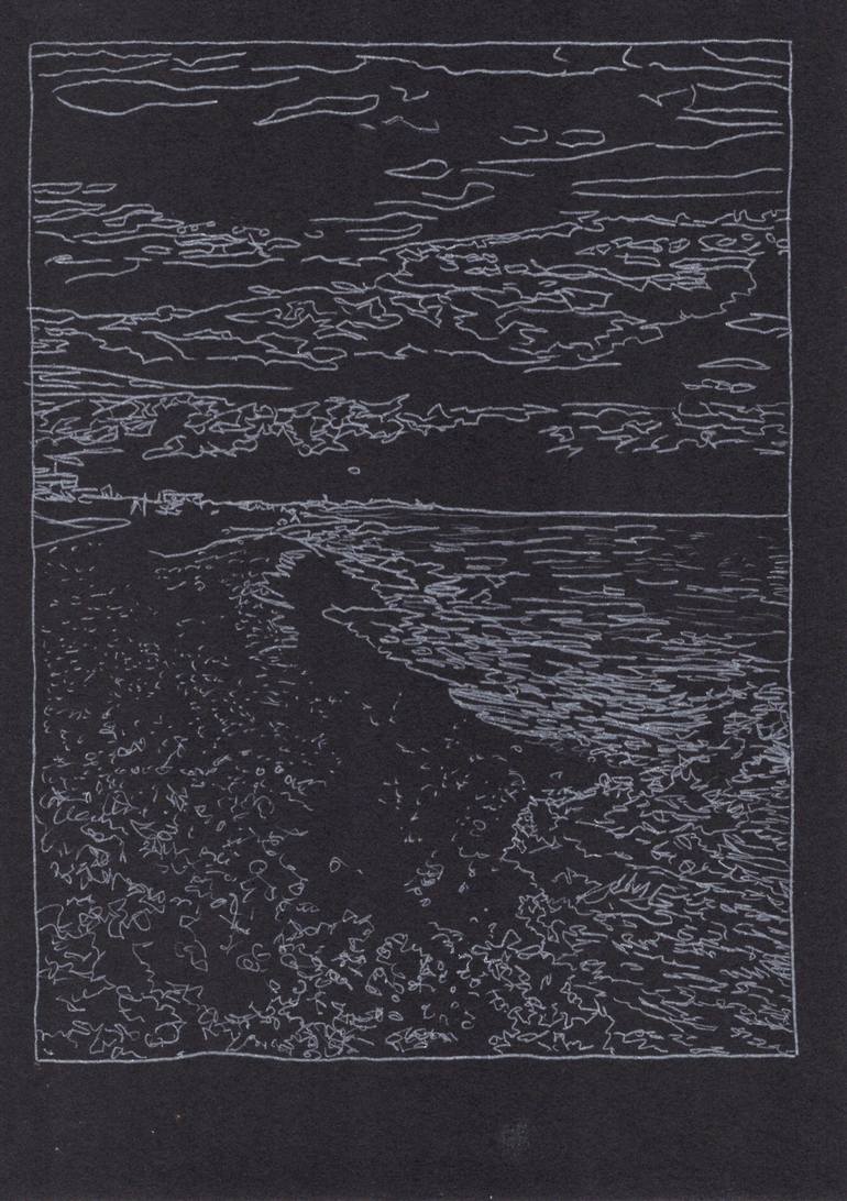 Print of Black & White Seascape Drawings by Georgina Talfana