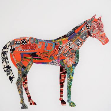 Original Figurative Horse Collage by Olan Quattro