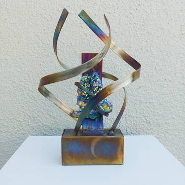 Galactic Helix Metal Aura Crystal Sculpture thumb