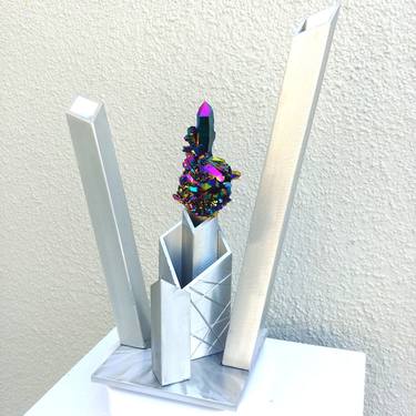 Luminous Metal Aura Crystal Sculpture thumb