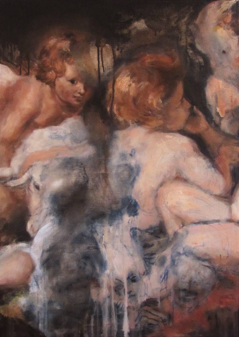 Original Abstract Expressionism People Painting by Sebastian Beianu