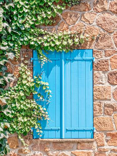 Grimaud Window, France Bright Pastel Turquoise thumb