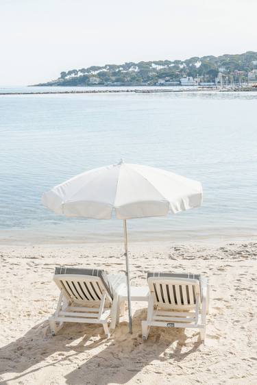 White Beach Umbrella, French Riviera, Antibes France, Cote Dazur thumb