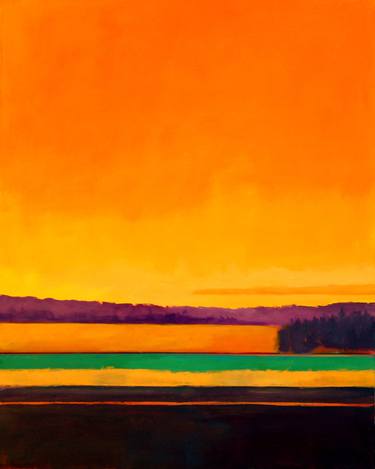 sunset lake  - minimalist landscape - stripes series thumb