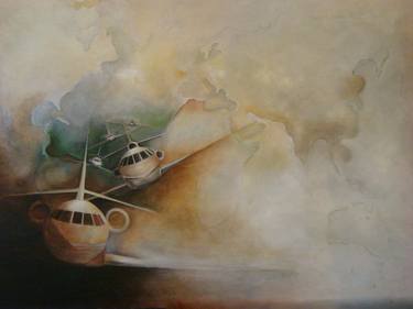 Original Documentary Aeroplane Paintings by Edith CHAUVET-SIMON