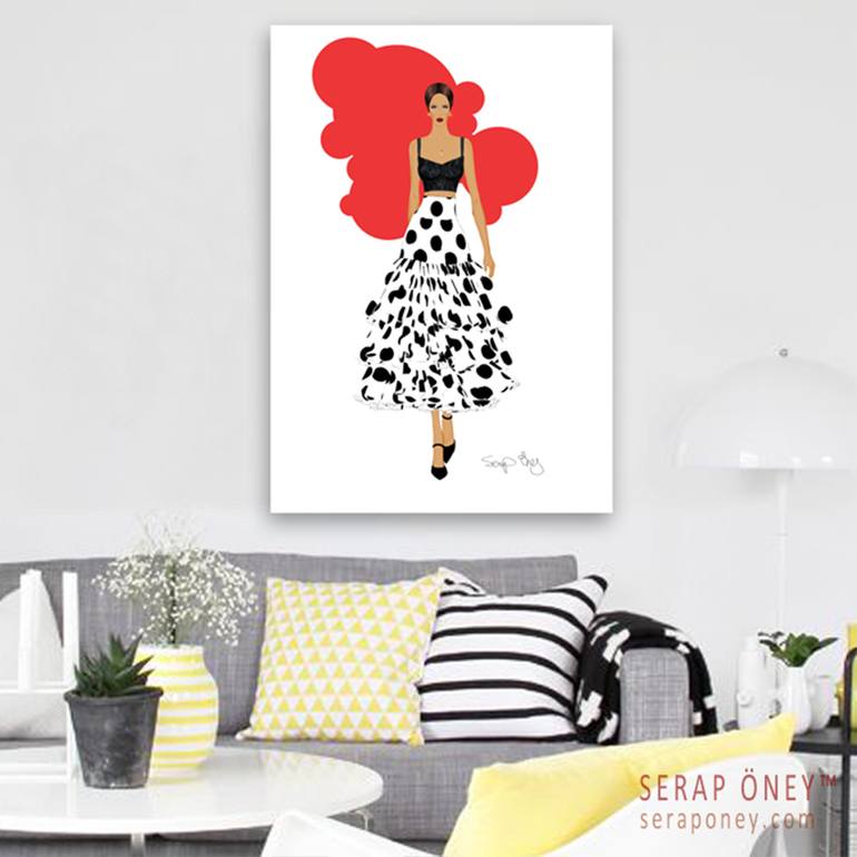 Original Art Deco Fashion Drawing by Serap Öney