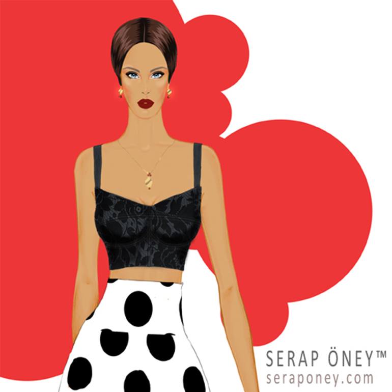 Original Art Deco Fashion Drawing by Serap Öney