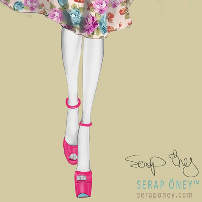 Original Art Deco Fashion Drawing by Serap Öney