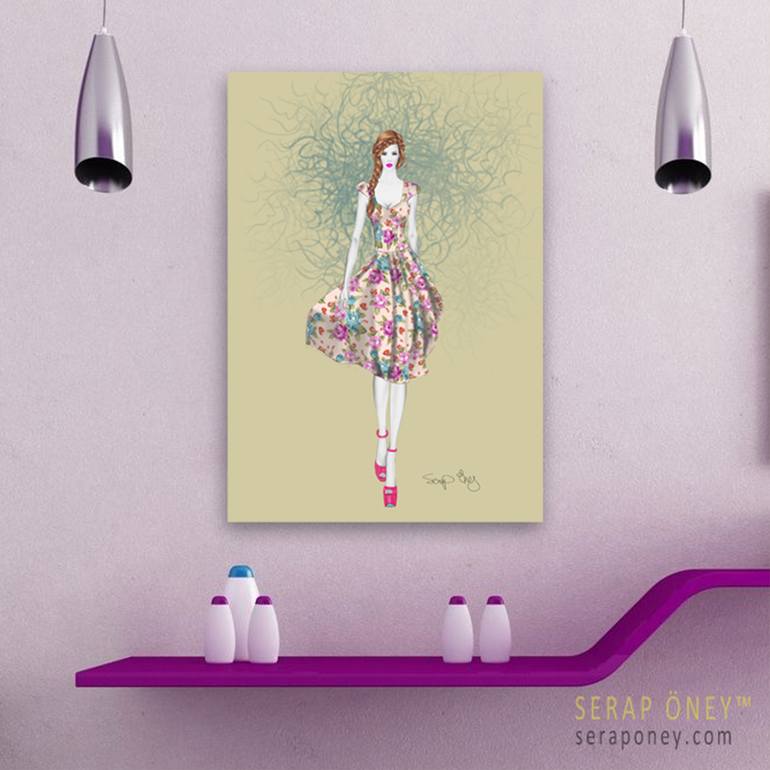 Original Art Deco Fashion Drawing by Serap Öney