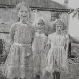 Kinder Drawing, Three Girls in Garden by Chris  Shaw Hughes