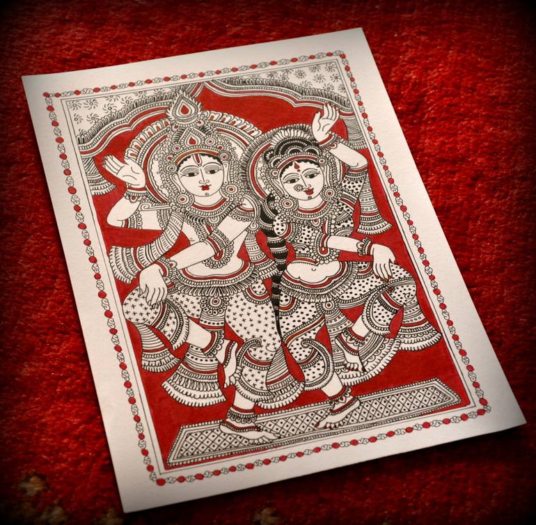 kalamkari radha krishna painting