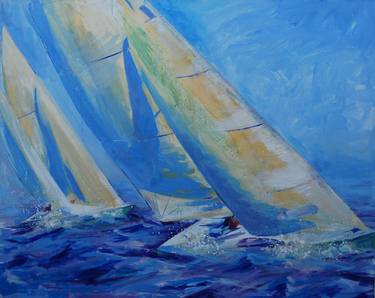 Original Expressionism Sailboat Paintings by Ingrid Kleins-Daniels