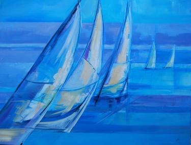 Original Expressionism Sailboat Paintings by Ingrid Kleins-Daniels
