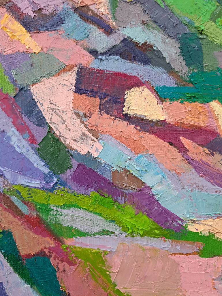 Original Cubism Landscape Painting by Maja ĐOkić Mihajlović