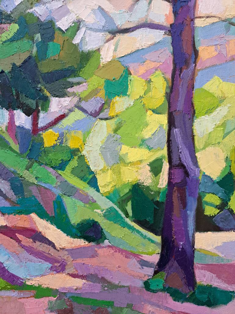 Original Cubism Landscape Painting by Maja ĐOkić Mihajlović