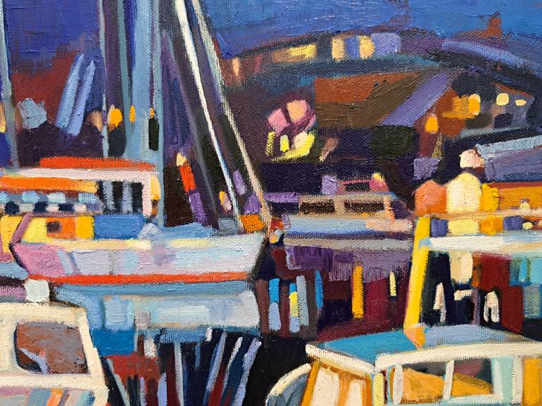 Original Impressionism Sailboat Painting by Maja ĐOkić Mihajlović