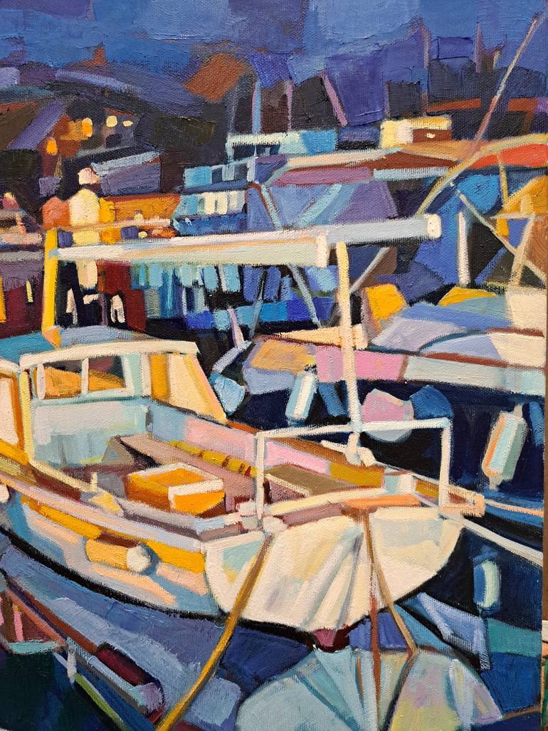 Original Impressionism Sailboat Painting by Maja ĐOkić Mihajlović
